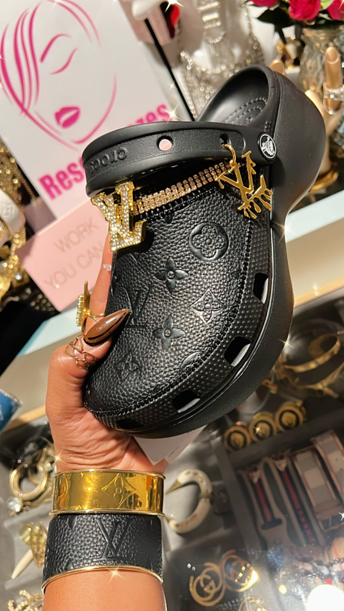 Gucci & Louis Vuitton inspired Crocs by Blessed 2 Bling