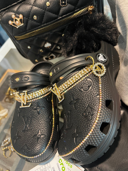 Lil Diva Black Childrens Kids Custom Crocs