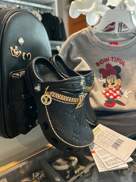 Lil Diva Black Childrens Kids Custom Crocs